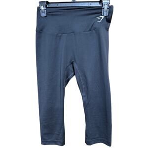 Gymshark Leggings Women Size M Black Pull On Below Knee Athleisure Gym Workout